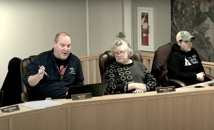 Alderperson Pat Knox (left) expresses his concern over discouraging businesses from coming to the City of Prescott while Alderperson Maureen Otwell (center) and Alderperson Bailey Ruona (right) agree.