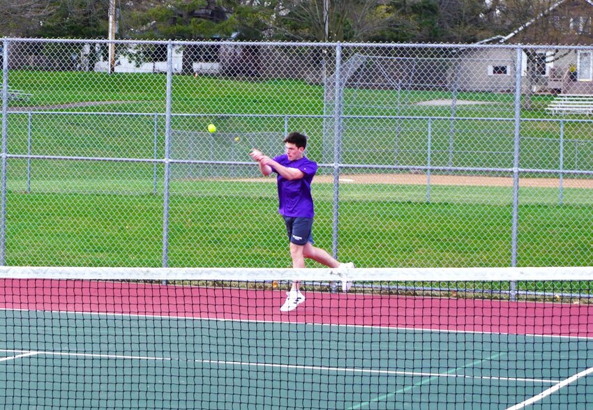 Lander Levers is taking on the #1 singles duties for the Panthers this year as he competed in adverse conditions on Thursday in Ellsworth.