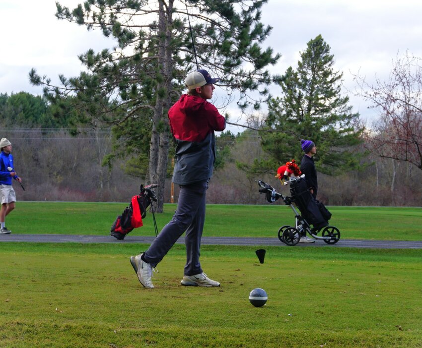 Spring Valley's #1 golfer Sam Steinmeyer tees off for the Cardinals.