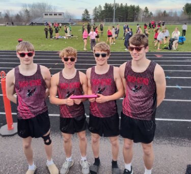 The boys who broke the 4x200 record, from the left: Brandon Geldernick, Mason Gay, Dominic Sherwood and Vince Henke.