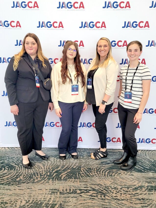 Attending JAG Nationals at St. Louis were (from left) Delani Mercier, Alissa Messing, JAG Advisor Jessica Gumness, and Adeline Peterson attended the JAG Nationals in St. Louis, Missouri on April 18 &ndash; 20.