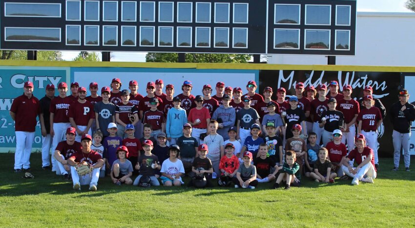 The 2024 Prescott Cardinals and a group of potential future Cardinals at a free youth camp held on Friday, May 10.