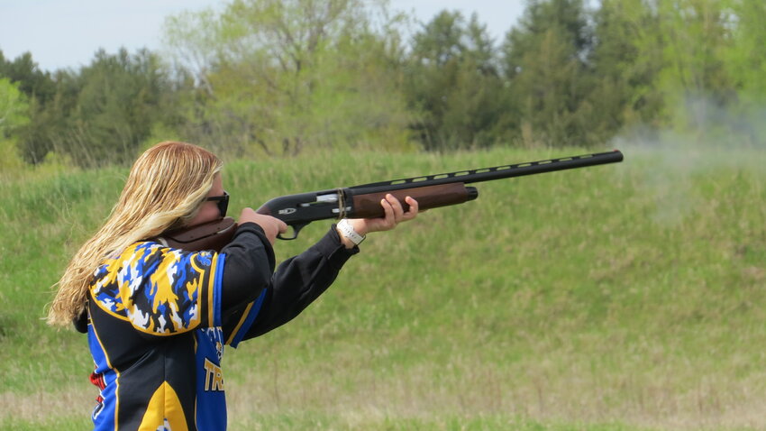Senior Kaitlyn Schutz shooting her trap rounds for competition week 3.