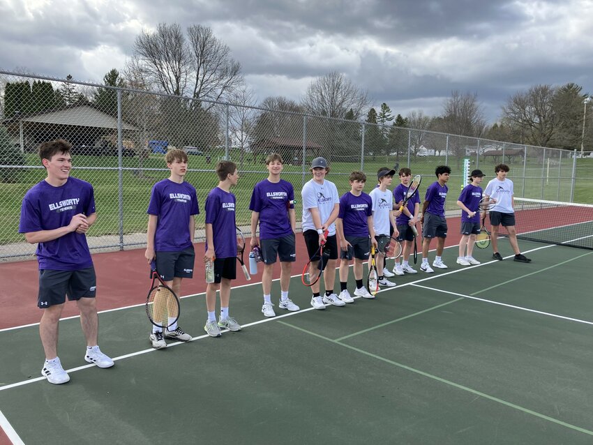 The Panthers tennis team takes the court before the sub-sectional tournament in La Crosse on Monday.
