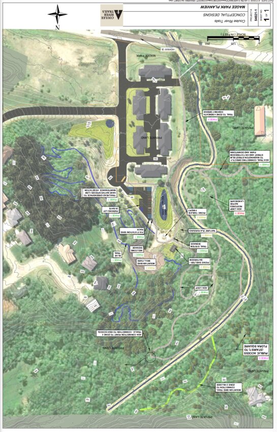 A map of the proposed Magee Park bike trails.