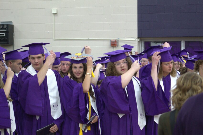 Ellsworth&rsquo;s Class of 2024 moves their tassels to symbolize their official status as high school graduates.