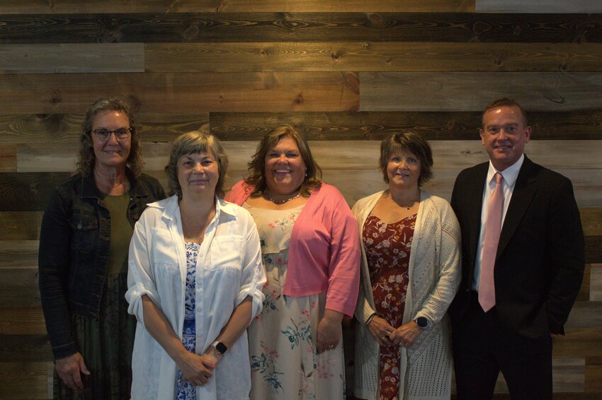 Retirees this year from the Ellsworth Community School District are (from left): Vicki Boyd, Anita Peterson, Lynne Hamilton, Lynn Loesch and Barry Cain. Not pictured: Mary Hanson.