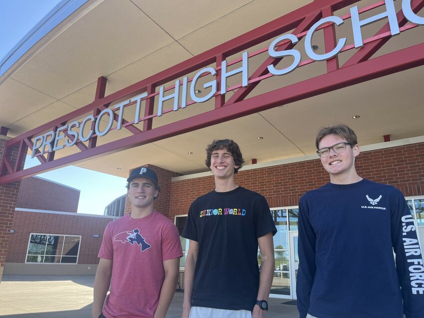 (From left): Recent Prescott High School graduates Nolan Thomley, Breckin Schommer, and Clinton Sizemore are receiving military scholarships, the most ever from one class in school history.
