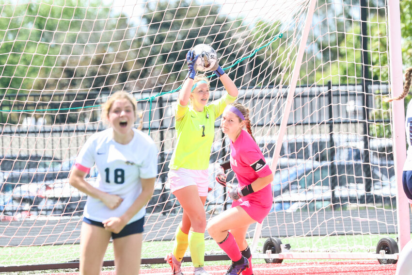 River Falls' Neva Espanet makes a final save as time expires to prevent a tie and send the Wildcats to state after holding on to a 1-0 advantage against Onalaska in a Division 2 sectional final.