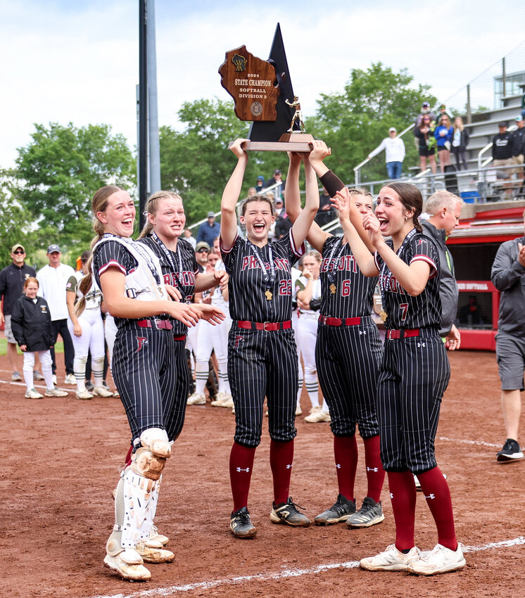 Seniors Ella Stewart capped off their Prescott softball careers by leading the Cardinals to the WIAA State Championship.