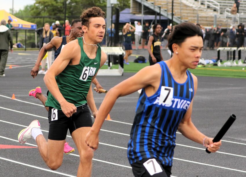 Park High junior Dominic Jenkins, shown here in the section 4x200, finished 10th in the Class AAA 400-meter dash in a time of 49.54 at the state track and field championships.