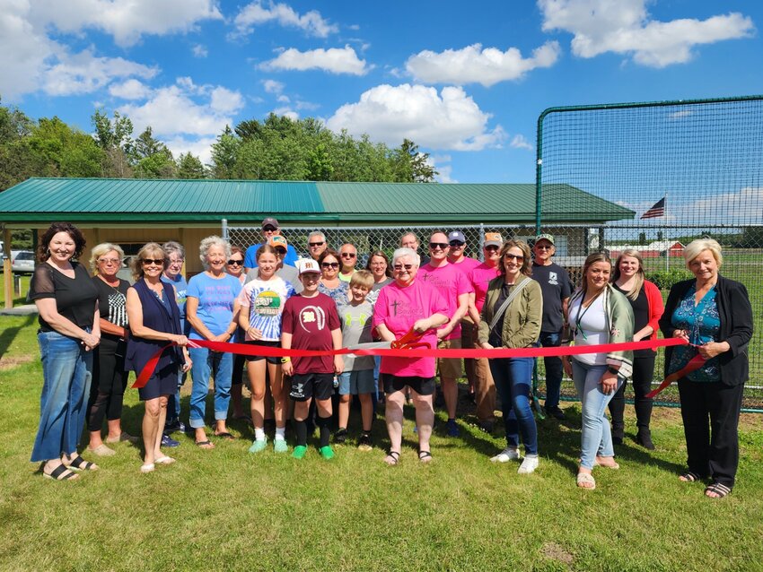 Our Savior&rsquo;s Lutheran Church members gathered at the finished ballpark pavilion Tuesday, June 14 for an Ellsworth Area Chamber of Commerce ribbon cutting.