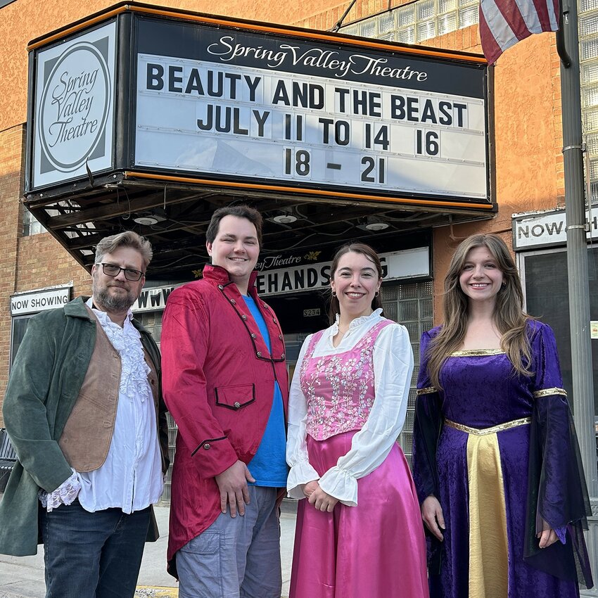 The cast of Spring Valley Stagehands’ “Beauty and the Beast:” Wade Gardner, Christopher Harney, Lindsey Bundgaard, Tiffany Shultz