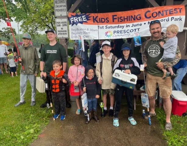 Winners of the Prescott Community Club&rsquo;s 27th annual Kids Free Fishing Contest, which took place June 1.