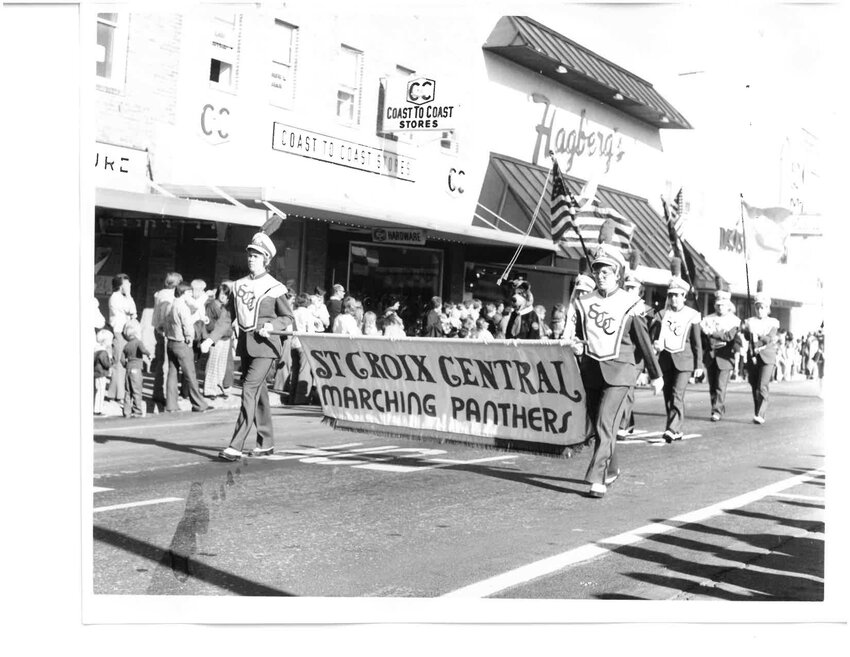 St. Croix Central&rsquo;s marching band at the inaugural River Falls Days parade in 1974.