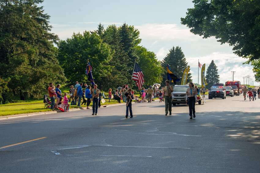 The Hastings area Boy Scouts and Cub Scouts led the parade with their color guard.