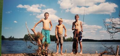 On the Chippewa flowage about 23 years ago, Travis, Joey and Kevin Dushek.