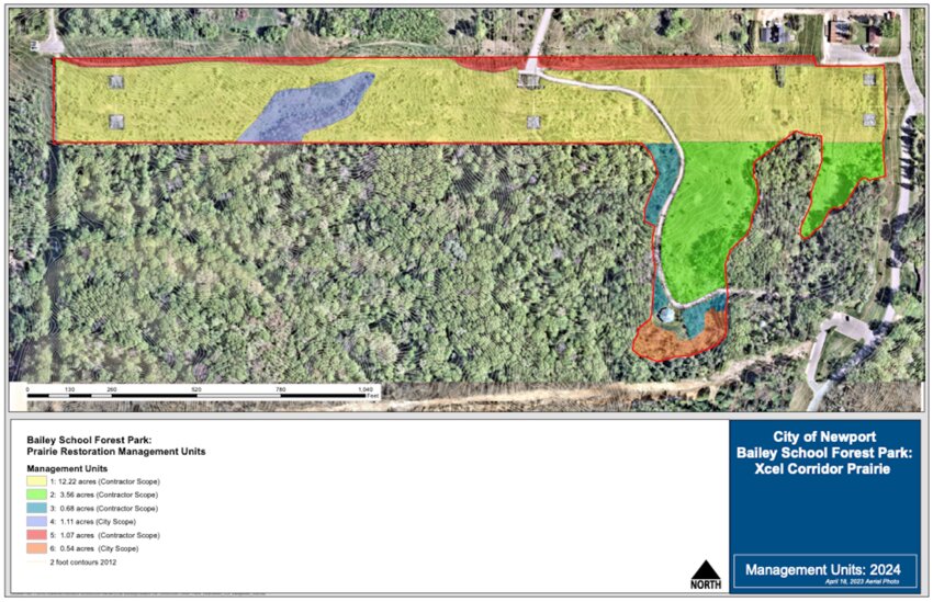 Among the topics listed for the July 18 Newport Council meeting, an Xcel Corridor Improvement Grant woudl help improve habitat and plant diversity at Bailey School Forest.