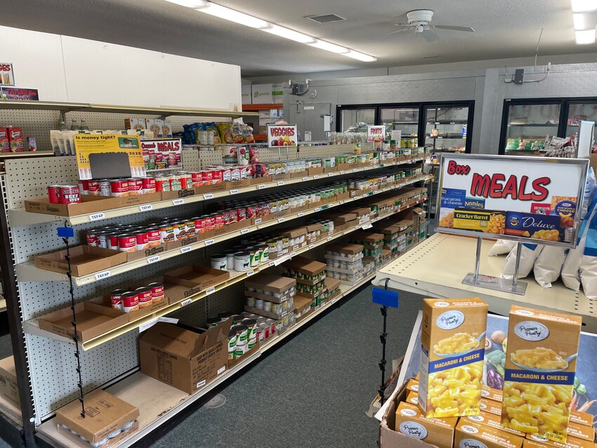 The shelves of the Prescott Area Food Pantry filled with food for those in need throughout the community.