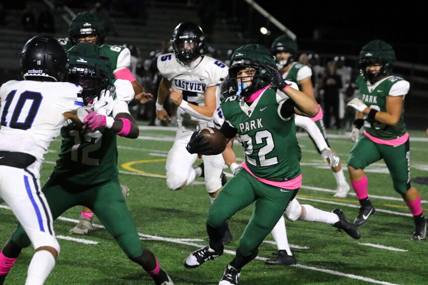 Park junior Kody Aikens (22) breaks loose on a game-clinching touchdown run in the fourth quarter.