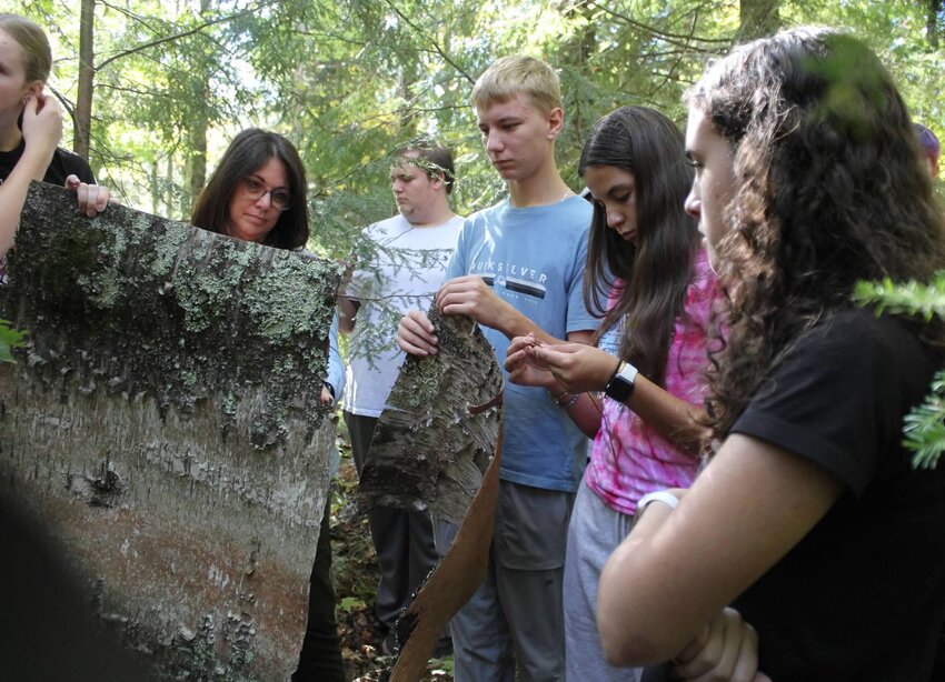 Collecting birch bark on the Lac du Flambeau Reservation during Prescott High School’s latest trip.