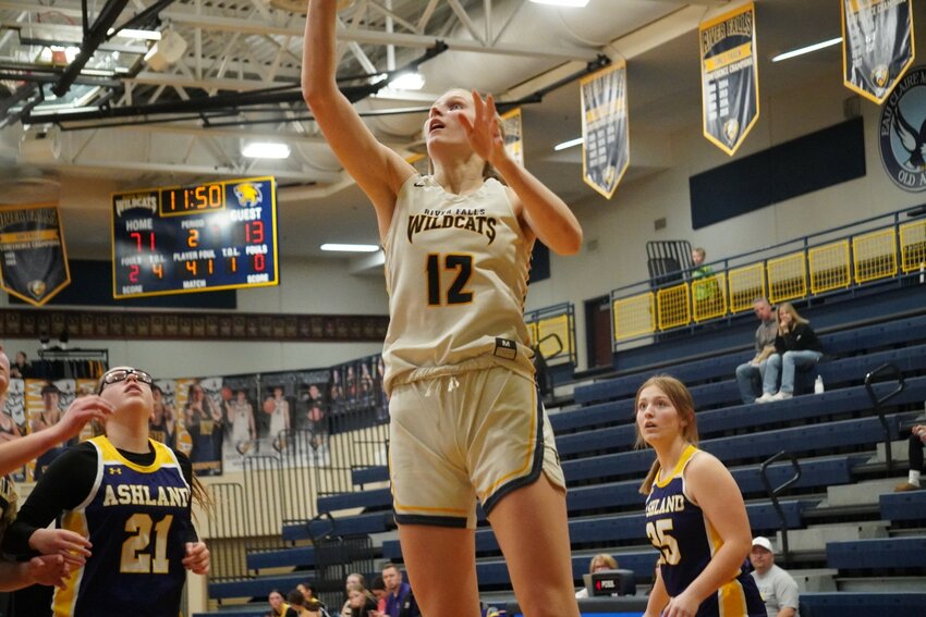 Wildcat junior Abigail Treichel goes up for two of her game-high 20 points during the second half against Ashland last Tuesday in the first round of the playoffs.