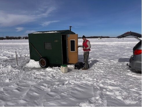 Dan Sturgeon&rsquo;s old-time spearing shack on Lake Winnebago was new in 1950.