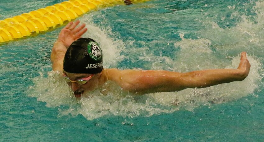 Park senior Parker Jeseritz swims the 100-yard butterfly in 54.41 in the state meet Friday.
