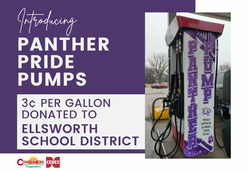Through our Panther Pride Pumps initiative, 3&cent; from every gallon purchased at the Consumers Cooperative/Cenex store in Ellsworth will be donated to support the school district.