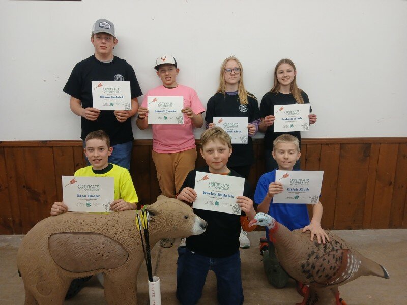(back row) Mason Rudnick, Bennett Jaenke, Elizabeth Kloth, Isabelle Kloth, (front row) Bron Baehr, Wesley Rudnick, Elijah Kloth.