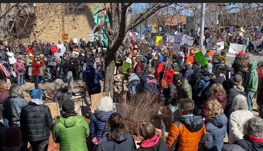 More than 500 people attended a rally protesting against President Donald Trump and Elon Musk&rsquo;s government dealings on Saturday, April 5 downtown River Falls. The group started at River Falls Public Library and marched down Main to Veterans Park, where people gathered to speak at a mic.