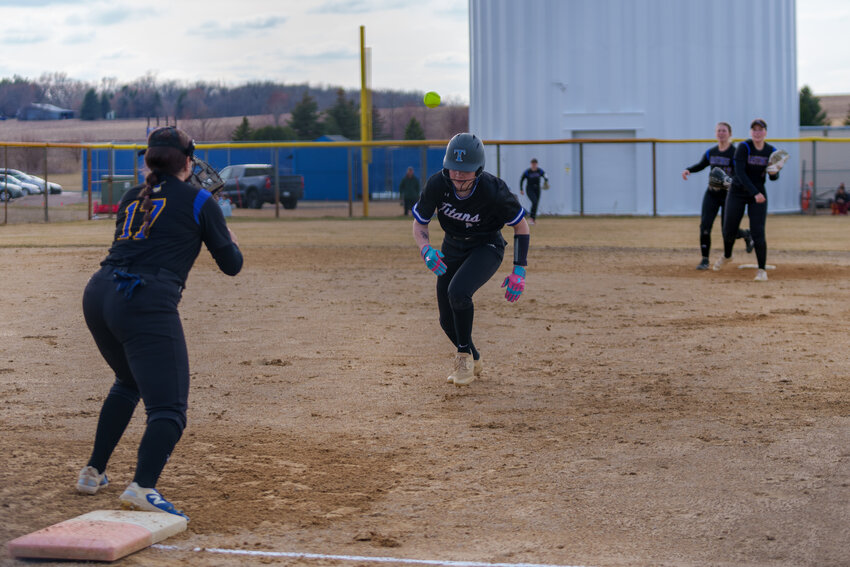 Early in the game, Tartan tried to create scoring chances and Hastings quickly shut them down. Here, the Raiders had a runner in a pickle with a great throw from Lauren Meyer to Clare Rieder to capture the out.