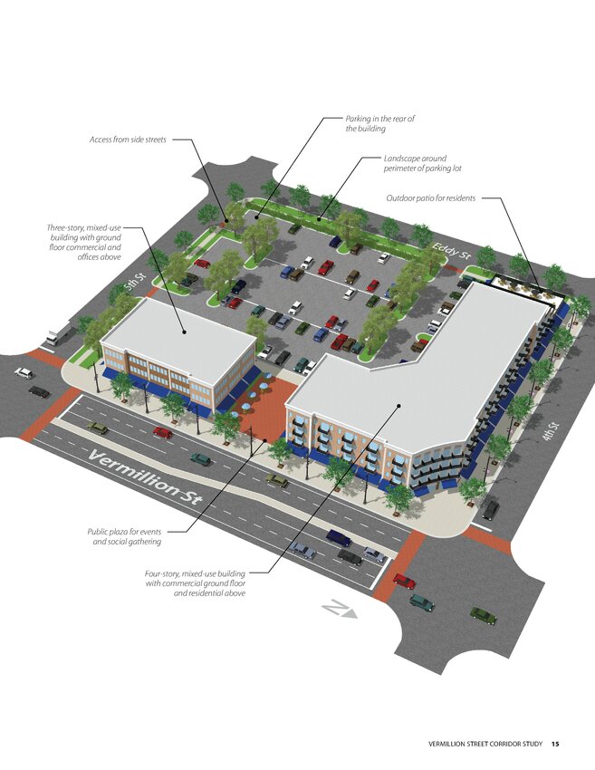 Current designs for the Gateway Project showcase a mixed-use building with retail at street level and residential units above.