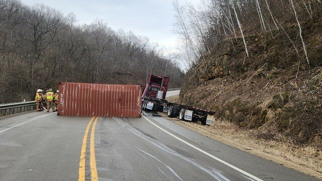 On April 22, a 2017 Volvo semi trailer, driven by Segundo Guaman Landi, 44, Fridley, Minn., was traveling southbound on State Road 35 when the load shifted and he lost control of the truck, entering the ditch.