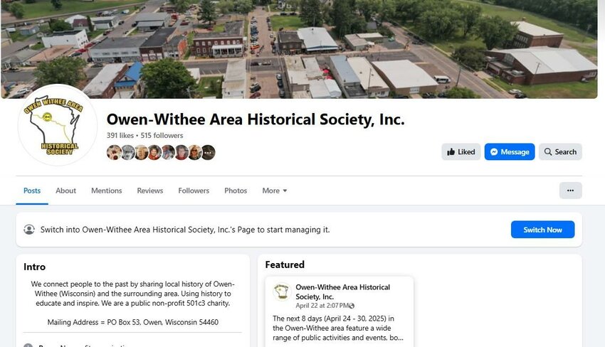 Facebook Page of the Owen–Withee Area Historical Society.