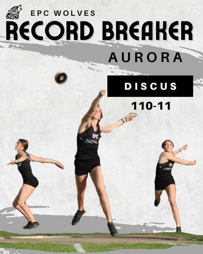 Aurora Sampair broke the EPC school record in discus throwing with a toss of 110 feet, 11 inches.