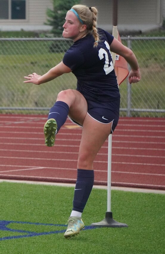 Olivia "Goose" Doerre (pictured) scored a hat trick (three goals) against Altoona last Tuesday in River Falls, as the Wildcats led 3-0 at the half and cruised to an 8-0 victory in the first round of the play-offs. The Wildcats outshot the Railroaders 25-2 during the match. Elliott Bell and Nathalie Rotsaert each scored twice and Hannah Cook netted one goal for River Falls.
