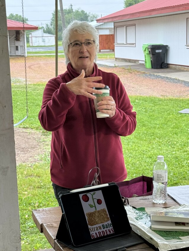 The Owen Public Library invited Pat Eloranta to talk about the benefits of Straw Bale Gardening at the Farmers Market on Saturday, June 14.