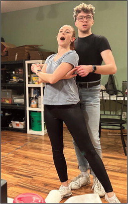 Sammi Penick and Sam Verdick perfect their dance moves for the next performance by Black Dirt Theater. The show will be a dinner theater show held at the Hastings Art Center from February 3rd until February 11th. Get tickets at www.blackdirttheater.com. Photo submitted.