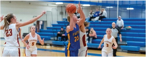 Hailey Strain scored 15 points and grabbed 15 rebounds in the Raiders win over Northfield on Tuesday night. Photo by Bruce Karnick