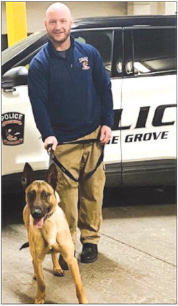 Pictured on the right is K9 Officer Scout with handler Brandyn Graff.Image courtesy Cottage Grove Police Facebook page.