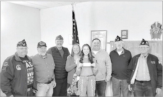 Stanley VFW Post 1127 members presented a check to Hailey Halls with her parents Carrie and Roger Halls of Stanley. Hailey entered the Voice of Democracy VFW contest and will use these funds to attend college. The VFW wants to remind