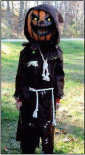 Pumpkin Scarecrow Gabe Jensen, 11, Ellsworth, had a creative costume and won the top prize for ages 8-12 in the Ellsworth Funsters Pumpkin in the Park costume contest Saturday, Oct. 30.Photoby Sarah Nigbor