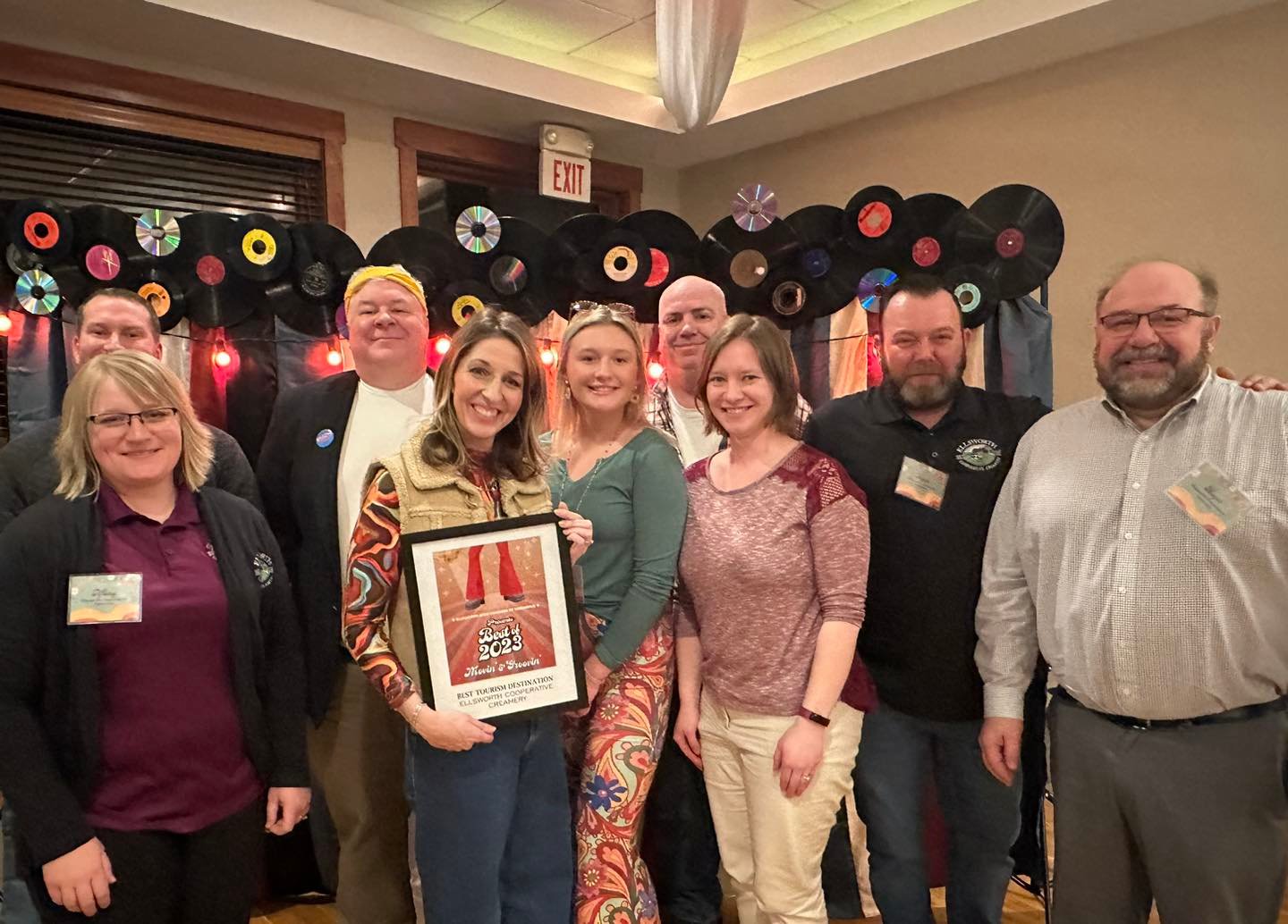 Becky Beissel, Ellsworth Chamber executive committee member, presented the Best Tourism/Destination award to Ellsworth Cooperative Creamery Feb. 20. The public was asked to vote for businesses in each category.