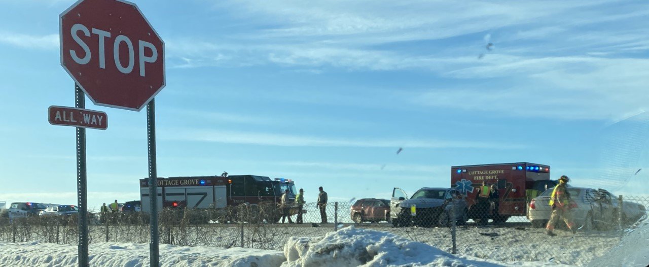 A view of the fatal Feb. 12 Highway 61 accident from East Point Douglas Road frontage. Two women died in the crash.
