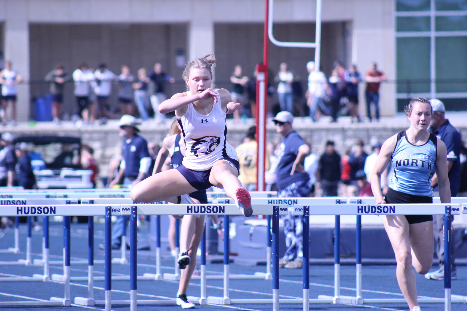 Then-senior Brianna Strehlau of the River Falls track and field team wins the 100-meter hurdles event at the regional track meet in Hudson last spring. Strehlau is one of many valuable seniors River Falls lost to graduation after last season.