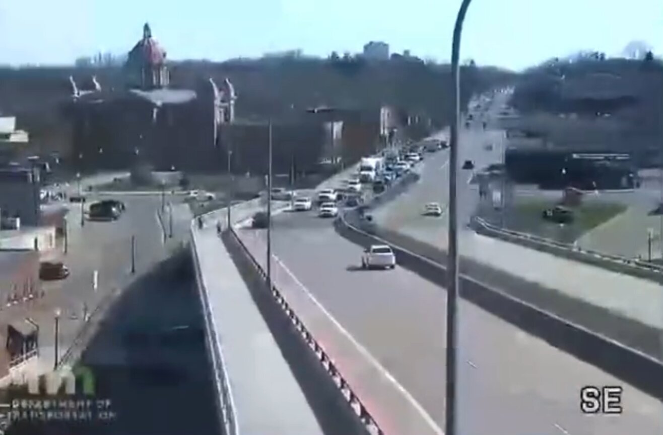 The wrong-way driver was seen on the Hastings Bridge just before he was forced to turn around and head out of town. Photo courtesy of MNDoT Traffic Cams