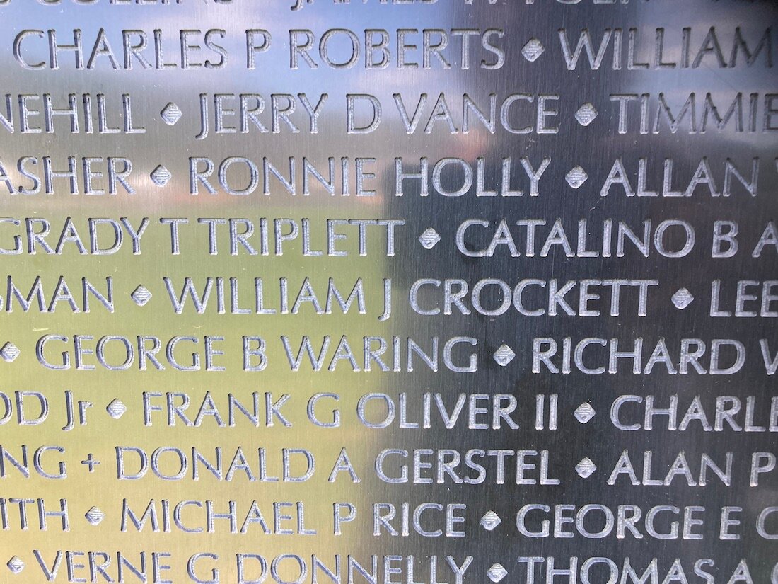 Among those on the wall is Air Force First Lieutenant William James Crockett, from Cottage Grove. Located on panel 1 West at line 68, Crockett is listed as MIA, going missing in the Quang Tri province of Vietnam on August 22, 1972. Those with relatives whose names are on the wall can find where the name is via a search function at www.vvmf.org.