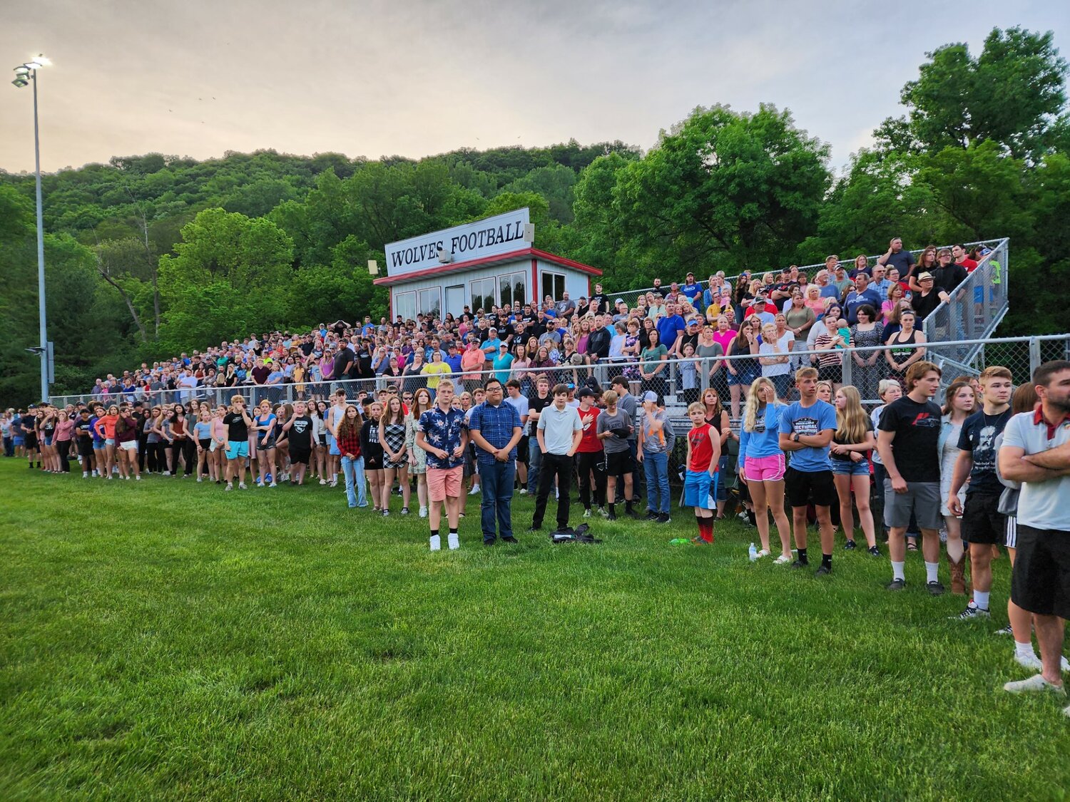 The Elmwood football field was filled with community members Wednesday, May 31 supporting the Bleskacek and Loga families at a prayer vigil.