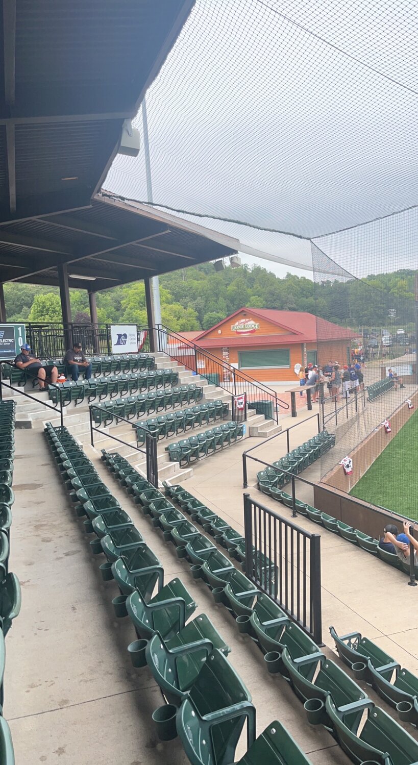 The ballpark seats at the First National Bank of River Falls Field after a town ball game last summer. The field will be home to many more games and practices starting in the spring of 2025, as the University of Wisconsin-River Falls’ baseball team is slated to make the facility its home ballpark.